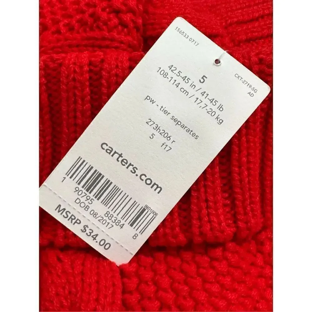 Carter’s girls NWOT size 5 red sweater poncho